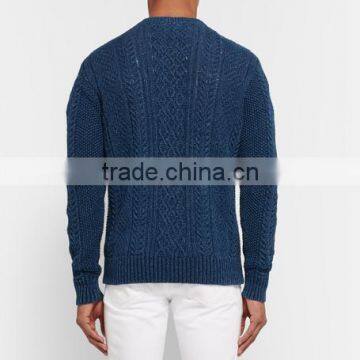 High Quality China Customed Latest Sweater Designs for Men Ribbed Trims Wool Blend Sweater photo-3