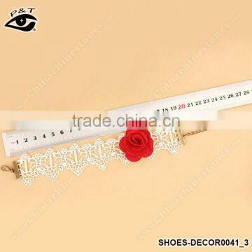 Red Flower Design With Lace Ribbon Anklets Foot Ornament For Fashion Women photo-4