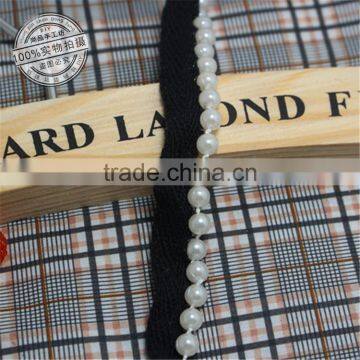 Sewing Accessories Black White 6mm Pearl Bridal Beaded Rhinestone Belt Lace photo-3
