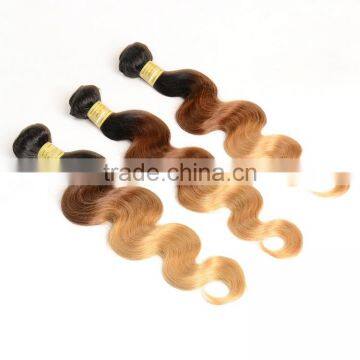 Blonde Indian Human Hair Weaves Wavy 1B/4/27# Body Wave Indian Ombre Hair Extension photo-2