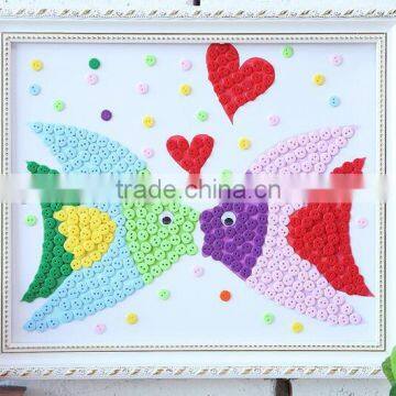 Children Diy Button Picture Handmade Button Stickers Craft Creative Toys for Kindergarten Kids
