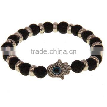 Fashion silver palm eyes black molten rock yoga DIY Bracelet