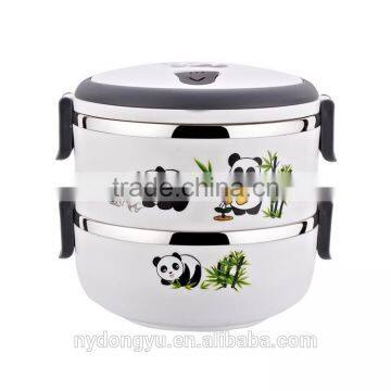 white panda stainless steel lunch box /jqn panda 3 layer stainless steel sealed thermal insulation lunch box/ fancy dinnerware