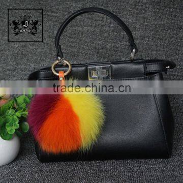 New arrival colorful fox fur pom pom keychain for bag