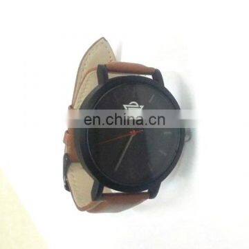 Customized Logo Black Case Brown Leather Japan Quartz Movement MEN Wrist Watch