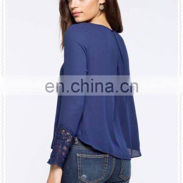 Korean Style Female Long Sleeve Chiffon Blouse for Ladies Wholesale photo-3