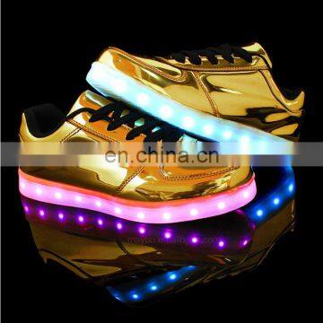 Melbourne shuffle ghost step dance Golden Micro PU leather luminous LED shoes sneakers men women footwear