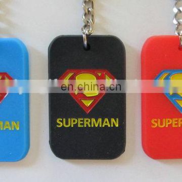 Promitional super man design silicone key chain