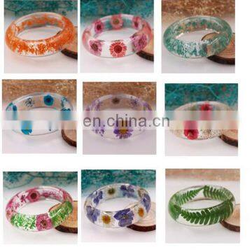 Transparent Clear Resin Bracelet Sun Flower Dried Flowers Bangle