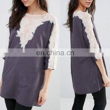 Latest Fashion Long Top Design Ladies Tunic Top Wholesale