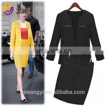 Sexy Office Uniform for Lady With Yellow Black Blue Red Color
