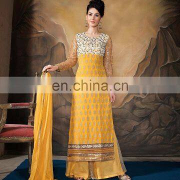 Yellow Colored Poly Georgette Suit.