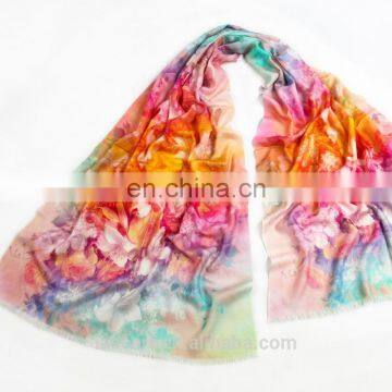 Elegant lily scarves winter women woolen scarf tassel wp056l