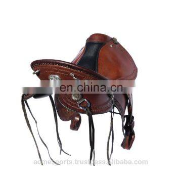 trail saddle - pink colour seat genuine leather western trail saddle