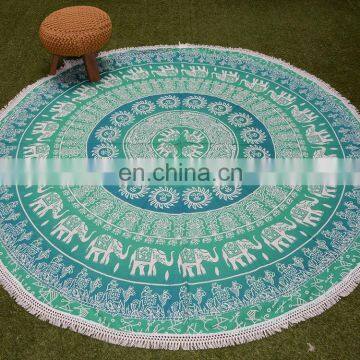 High Quality 100% Cotton Indian Elephant Roundie Round Mandala wall hanging tapestry