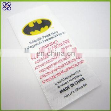 polyester printed care label for garment