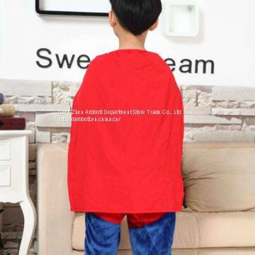 Superman Cartoon Flannel Conjoined Polyester Pajamas photo-2