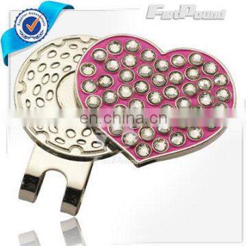 Heart Rhinestones Ball Marker and Hat Clip