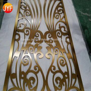 Foshan Manufactroy PVD gold hairline stainless steel room divider