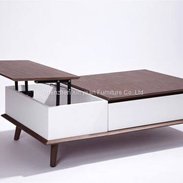 Storage Carved Wooden Italian White Design Living Room Coffee Table Drawing Room Furniture photo-2