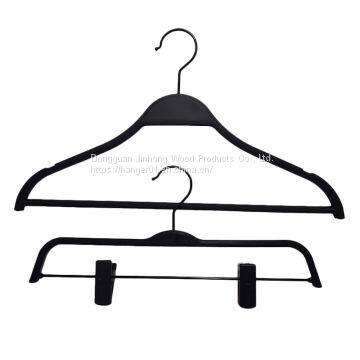 Super Long Black Plastic Hanger Set Factory Nice Anti-slip Pants Rack for Garment Store photo-5
