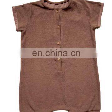 100% cotton solid color infant romper terry cloth baby playsuit