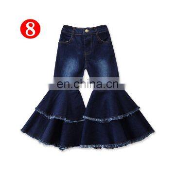 Tie-dye Girl Bell Bottom Pants Kids Children Ripped Hole Denim Pant Baby Girl Fashion Trousers Long Pant Double Single Decker photo-2