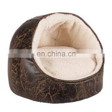 special cute pu leather warm plush memory foam dog bed