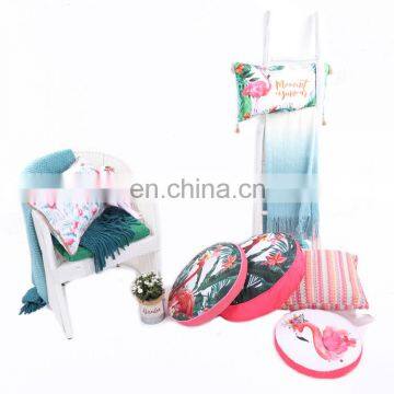 China Supply Custom High Quality T-spun Round Shape Flamingo Toucan Print Pillow Seat Cushion photo-7