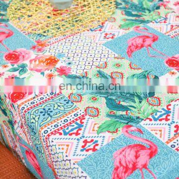 China Supplier Flamingo Printed Cotton Linen Dining Table Cloth Custom Tablecloth for Party Hotel Home photo-5
