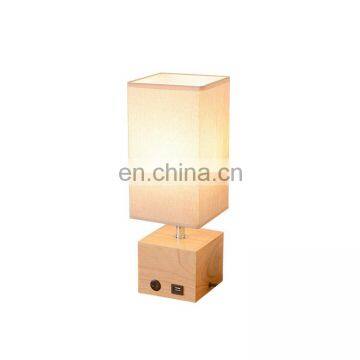 Solid wood table lamp USB home living room bedroom bedside led night light creative warm light remote control lamp