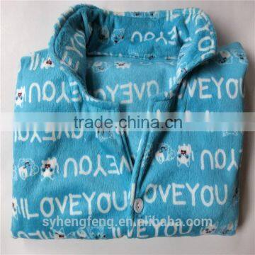 2016 Factory direct sale wholesale printing colar fleece pajamas