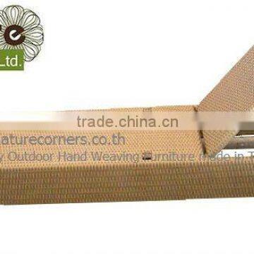Rattan sun lounger with casters