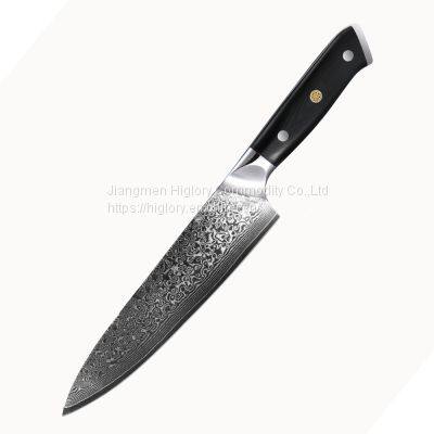 High Quality 8 inch Damascus Steel Kitchen Knife with Superior G10 glass fiber handle