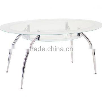 Modern American Furnitue Tempered Glass and Chrome Leg Glass Dining Table photo-2
