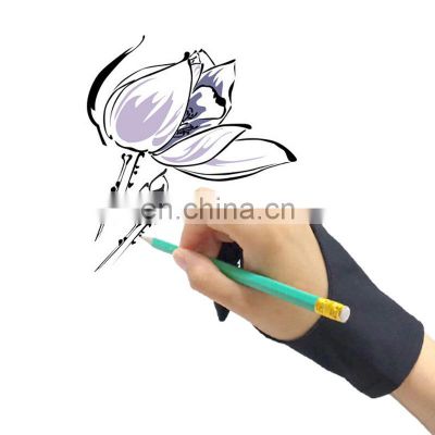 Black Free Size Tablet Artist Drawing Glove Any Graphics Drawing 2Finger Anti-Fouling Both For Right And Left Hand Write Supplie