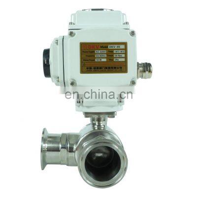 DKV Sanitary Grade 2 Inch 12v 24v 110v Electric Control Tri Clamp 3 Way Electric Ball Valve for Water photo-4