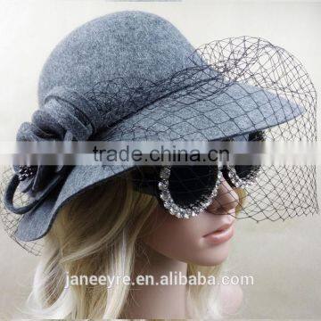 Ladies Design Party/Church Veiling Wool Felt Hat photo-4