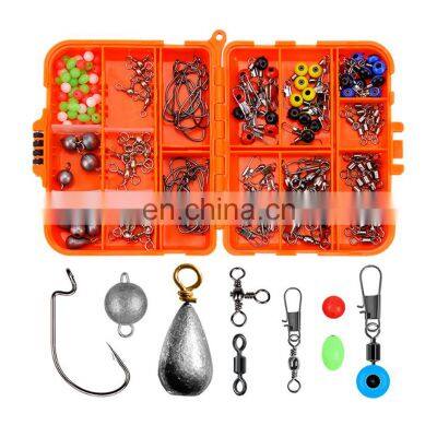 Amazon 165 Pcs/Set  Fishing Hooks +Swivels+beads+sinkers Sae Rock Accessories Kit for Fishing