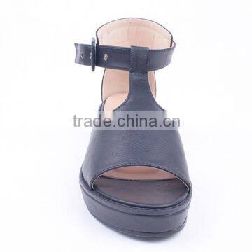 Good Quality Stylish Woman PU Upper Thick Sole Ankle Strap Sandals photo-3