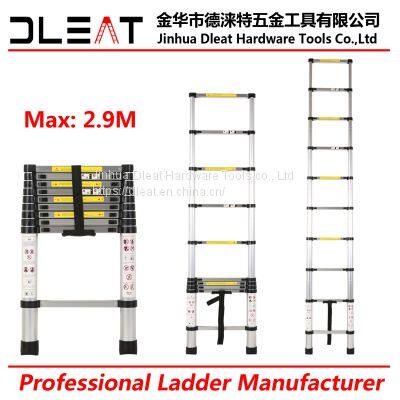 Dleat 2.9m Single Aluminum Telescopic Ladder With EN131