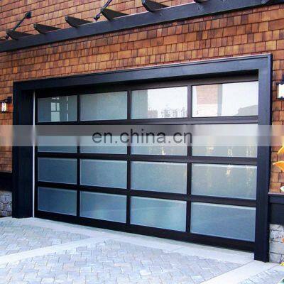 Modern Style 9x8 Automatic Sectional Frosted Glass Garage Door For Home