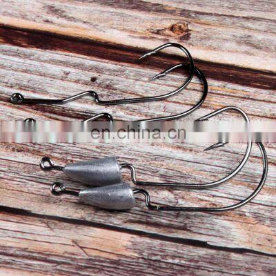 JOHNCOO 5pcs Bullet Jig Heads Swimbait Hook Bass Fishing Texas Rig Hook Saltwater Freshwater Offset Weighted Weedless Hook photo-5