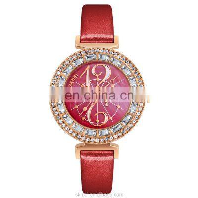 Newest Fashion Designer Women Watches Oem Logo Elegant Dial Gold Case Skmei 9158 Diamond Wristwatch