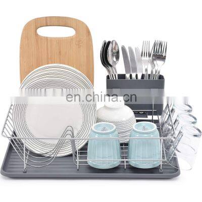 Dish Rack, Large Capacity Dish Drainer, Dish Drying Rack with Cutlery Holder