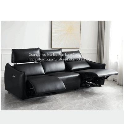 New Modern Simple Black Functional Sofa Double Motor Headrest Seat Comfortable Adjustable Sofa Combination