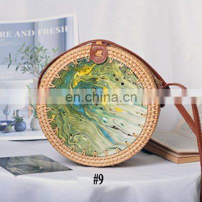 Hand Printing Rattan Bag Style Bohemian Bali Handbag Beach Bag Straw WOven Hottest 2022 Wholesale
