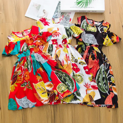 Summer New Girls Dress Children Cotton Silk Prom Long Dresses Korean Style 2 To 8 Years Old Kids Floral Printed Clothes photo-4