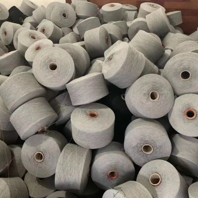 Recycled cotton yarn manufacturer N6/1 gray open end cotton polyester blended yarn for working glove