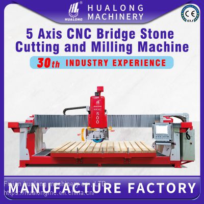 Huaong machienry  5 Axis Stone cnc Machine for Round Square Sink Cutting with Italy Esa Control and CAD Program